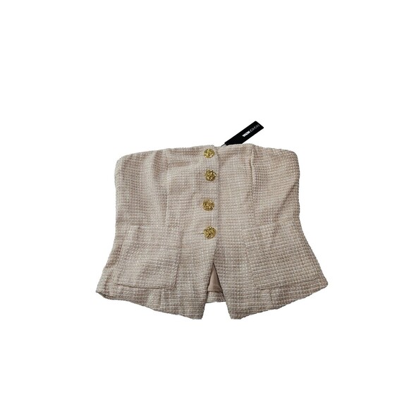 Fashion Nova Tops - NWT Fashion Nova Beige Button Up Pockets Details Women's Tweed Vest Size M